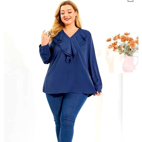 agnes Orinda Long Sleeve Ruffle Front 4X NWT - Picture 3 of 9